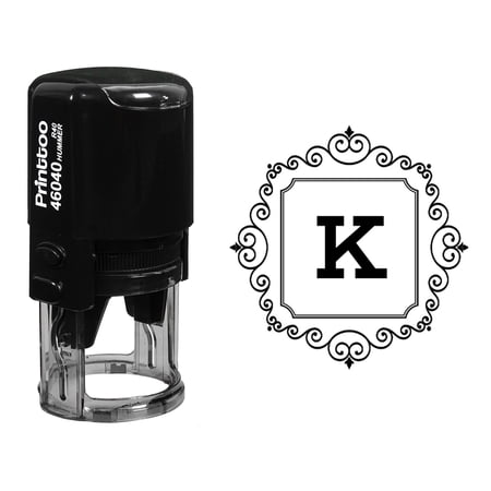 Printtoo R-40 Square Swirl Border K Alphabet Monogram Initial Office Stationary Self Inking Rubber Stamp