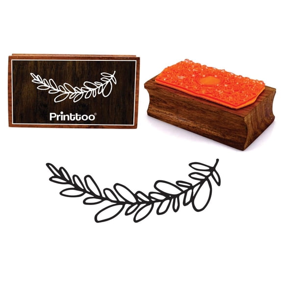 Printtoo Rectangular Leaf Vine Wooden Rubber Stamp Block Crafting Scrap-Booking