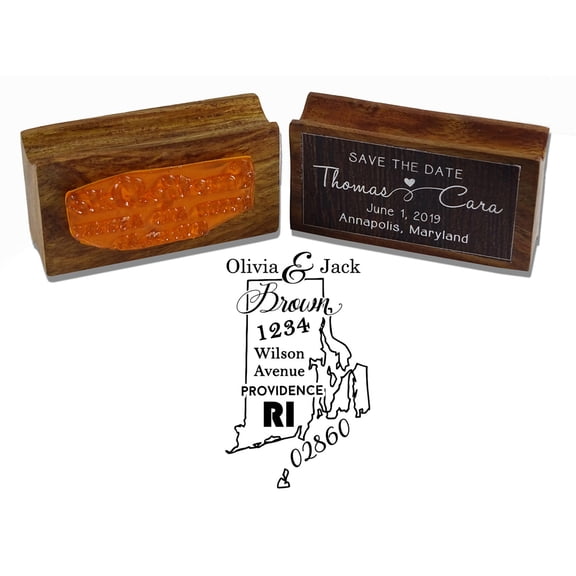 Printtoo Rhode Island State Map Custom Return Address Personalized Wood Mouted Rubber Stamp