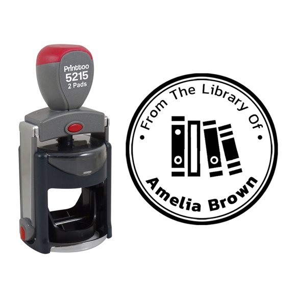 Printtoo Roound PersonalizedBlack Self Inking Library Stamp Custom Custom Teacher RubberStamper-45 mm