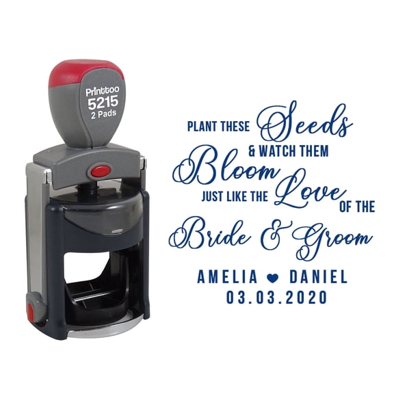 Printtoo Roound Personalized&nbsp;Blue Self Inking Wedding Favor Stamp Custom Save The Date Rubber&nbsp;Stamper-45 mm