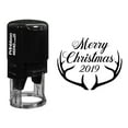 thumbnail image 1 of Printtoo Round Christmas Stamper Rustic Antlers Monogram Self Inking Rubber Stamp Gift Idea-Black, 1 of 1