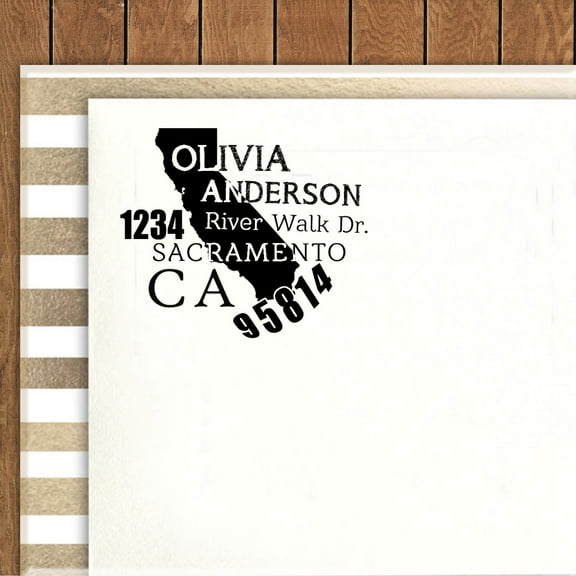 Printtoo Round Custom Address Return Rubber Stamp Self Inking California State Map Personalized Stamper