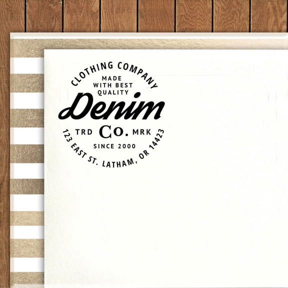 Printtoo Round Custom Clothing Company Rubber Stamp Self Inking Business Address Personalized Stamper