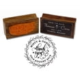 thumbnail image 1 of Printtoo Round Custom Leaf Wreath Thank You Rubber Stamp Wood Mounted Wedding Personalized Stamper, 1 of 4