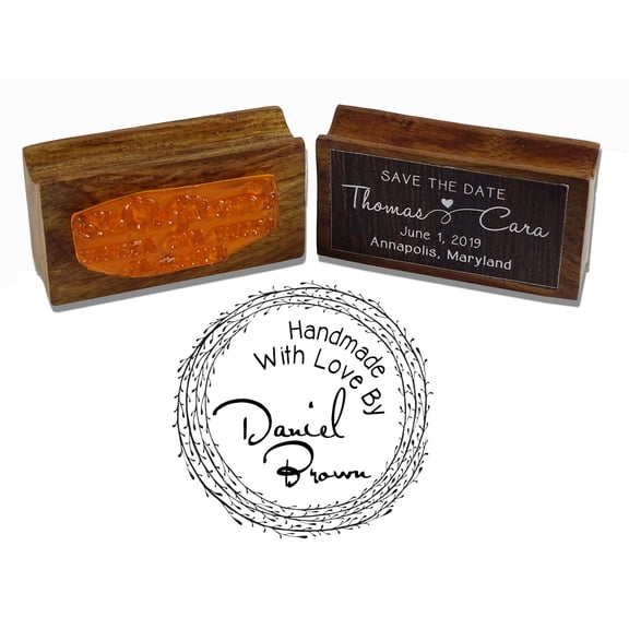 Printtoo Round Custom Rubber Stamp Wood Mounted Handmade By Personalized Stamper Envelope Seal