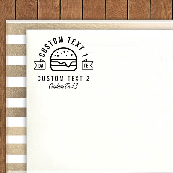 Printtoo Round Custom Text Burger Shop Rubber Stamp Self Inking Cooking Business Personalized Stamper