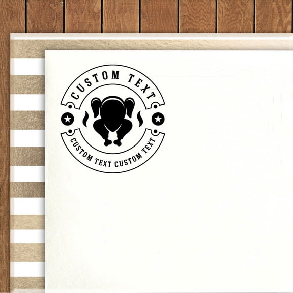 Printtoo Round Custom Text Butchery Shop Rubber Stamp Self Inking Business Personalized Postage Stamper