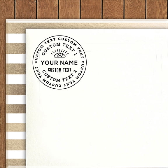 Printtoo Round Custom Text Eye Icon Rubber Stamp Self Inking Doctor's Clinic Address Personalized Stamper