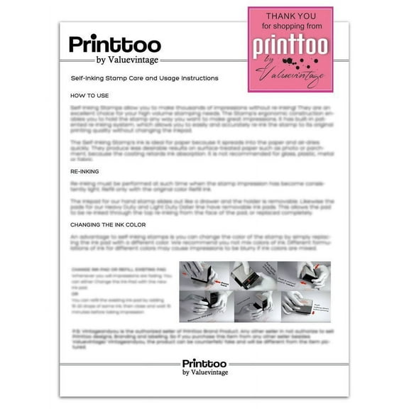 Printtoo Round Custom Text/Logo Rubber Stamp Self Inking Personalized Stamper 50 mm-Black