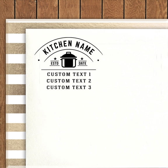 Printtoo Round Custom Text Rubber Stamp Self Inking Baker's Kitchen Business Address Personalized Stamper