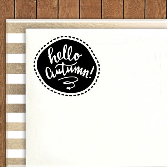 Printtoo Round Hello Autumn Rubber Stamp Self Inking Calligraphy Poster Stamper Envelope Seal Idea