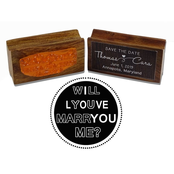 Printtoo Round Will You Marry Me And I Love You Text Wood Mounted Rubber Stamp Marriage Proposal Gift Idea