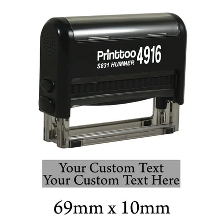 Printtoo Rubber Stamp Upto 2 Lines Of Custom Text Self Inking Personalized Stamper-Black