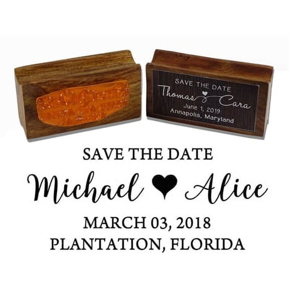Printtoo Save The Date Personalized Wedding Envelope Wood Mounted Rubber Stamp Custom