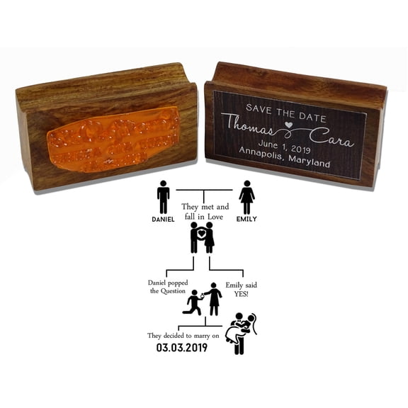 Printtoo Save The Date Wedding Invitation Personalized Custom Wood Mounted Rubber Stamp