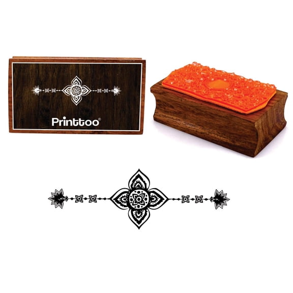 Printtoo Scrap-Booking Craft Floral Border Design Rectangular Wooden Rubber Stamp Block