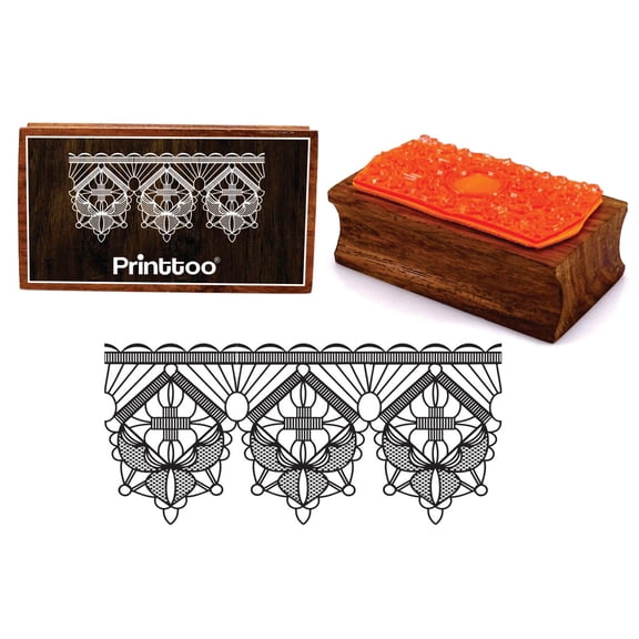 Printtoo Scrap-Booking Decorative Lace Ornate Border Rectangular Wooden Rubber Stamp