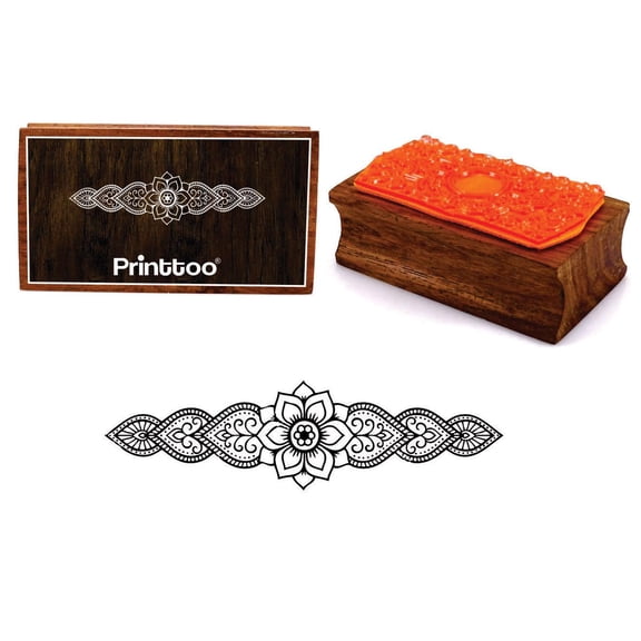 Printtoo Scrap-Booking Floral Border Design Rectangular Wooden Rubber Stamp