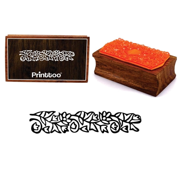 Printtoo Scrap-Booking Floral Vines Border Design Rectangular Wooden Rubber Stamp