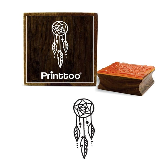 Printtoo Scrap-booking Dream Catcher Rooh Pattern Square Wooden Rubber Stamp-5 x 5 Inches
