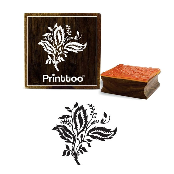Printtoo Scrap-booking Leaf Pattern Square Wooden Rubber Stamp Crafting Stamps-4 x 4 Inches
