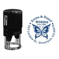 thumbnail image 1 of Printtoo Self Inking Custom Round Butterfly Design Address Return Rubber Stamp Personalized Stamper-Blue, 1 of 4