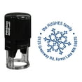 thumbnail image 1 of Printtoo Self Inking Custom Round Family Return Address Rubber Stamp Snowflake Personalized Stamper-Blue, 1 of 4