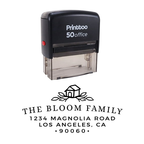 Printtoo Self Inking Custom Text Personalized Address With House Design Envelope Rubber Stamp-Black