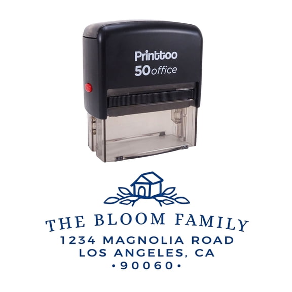 Printtoo Self Inking Custom Text Personalized Address With House Design Envelope Rubber Stamp-Blue