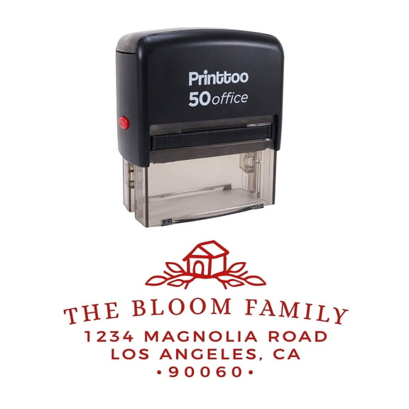 Printtoo Self Inking Custom Text Personalized Address With House Design Envelope Rubber Stamp-Red