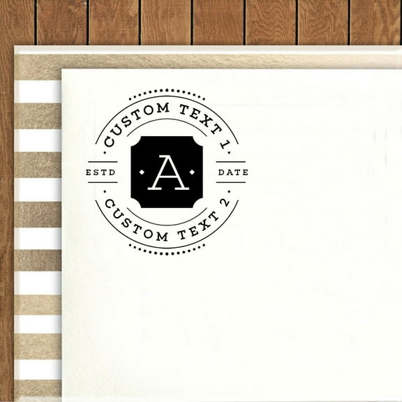 Printtoo Self Inking Custom Text Round Rubber Stamp Monogram Initial Personalized Business Stamper