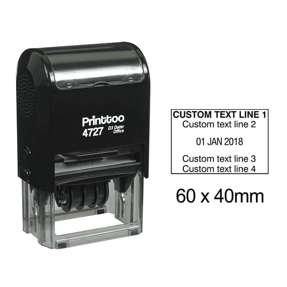 Printtoo Self Inking Dater Stamp With Custom Text & Date Office Stationery Date Rubber Stamp-Black