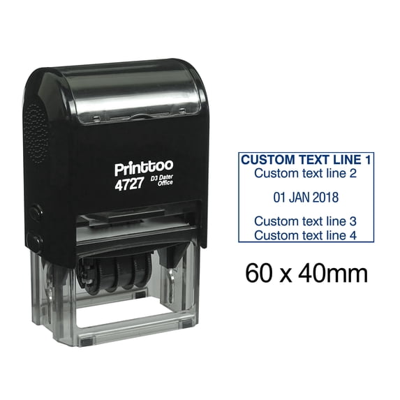 Printtoo Self Inking Dater Stamp With Custom Text & Date Office Stationery Date Rubber Stamp-Blue