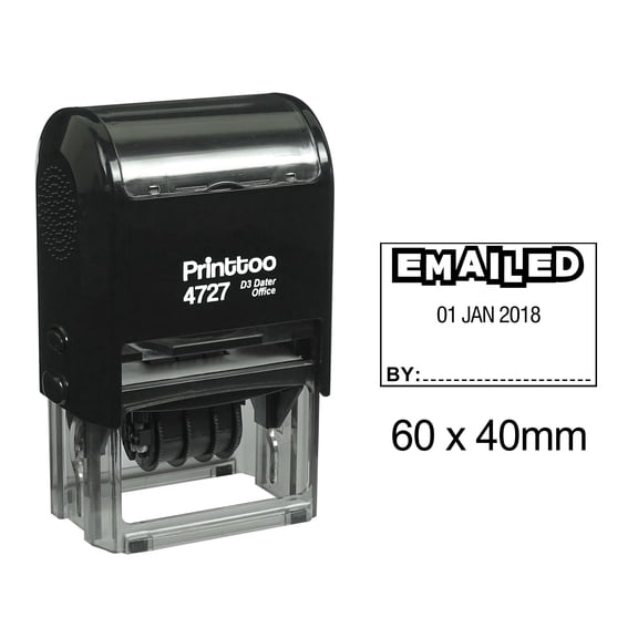 Printtoo Self Inking Emailed Dater Stamp With Emailed By Text Date Rubber Stamp Office Stationery-Black