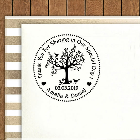 Printtoo Self Inking Family Address Custom Round Rubber Stamp Tree Of Life Design Personalized Stamper