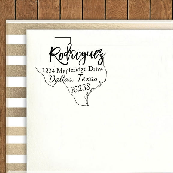 Printtoo Self Inking Round Custom Address Return Rubber Stamp Texas Map Personalized Stamper Gift Idea