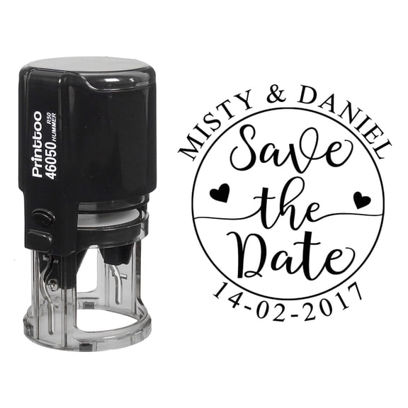 Printtoo Self Inking Round Custom Save The Date Rubber Stamp Wedding Favors Personalized Stamper