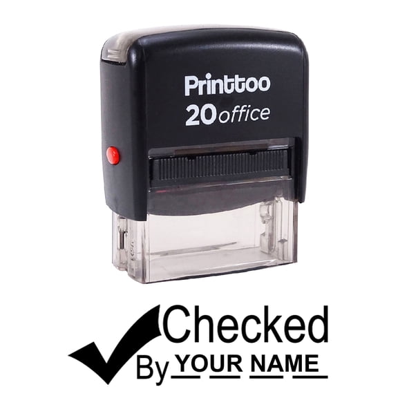 Printtoo Self Inking Rubber Stamp CHECKED BY Office Stationary Custom Stamp-Black