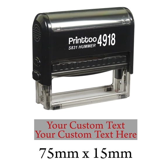 Printtoo Self Inking Upto 2 Lines Of Custom Text Rubber Stamp Personalized Stamper-Red