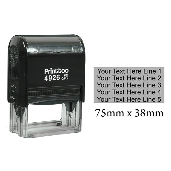 Printtoo Self Inking Upto 5 Lines Of Custom Text Rubber Stamp Personalized Stamper-Black
