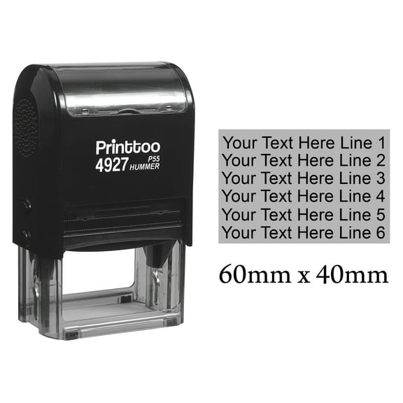 Printtoo Self Inking Upto 6 Lines Of Custom Text Rubber Stamp Personalized Stamper-Black