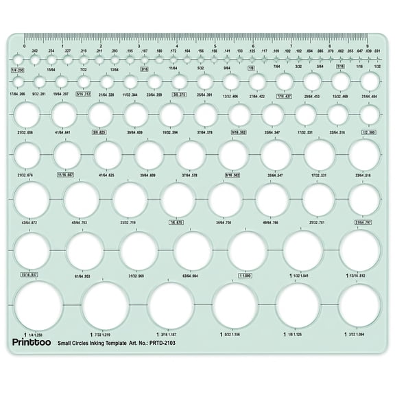 Printtoo Small Circles Inking Template Stencil 25.5 x 20.3 cm, 2 mm Acrylic Geometric Drafting Drawing Ruler for Circle Design, Technical Drawing, Art, Architecture, Engineering Use