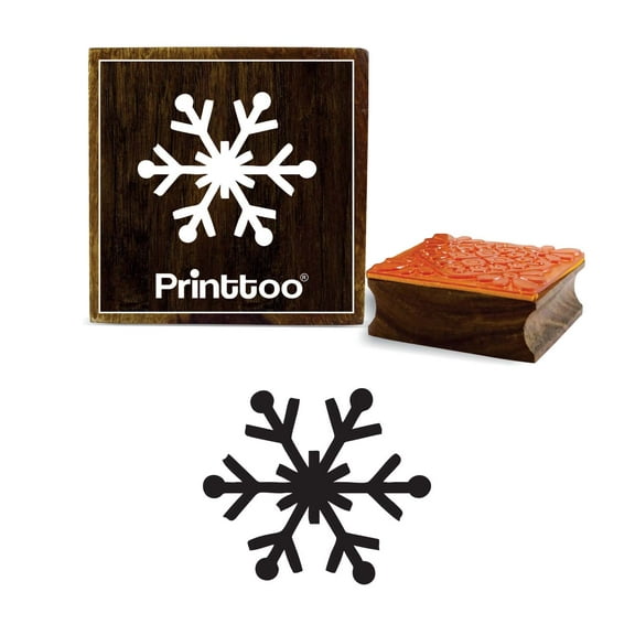Printtoo Snowflake Pattern Square Wooden Rubber Stamp Craft Block Diary Card-5 x 5 Inches