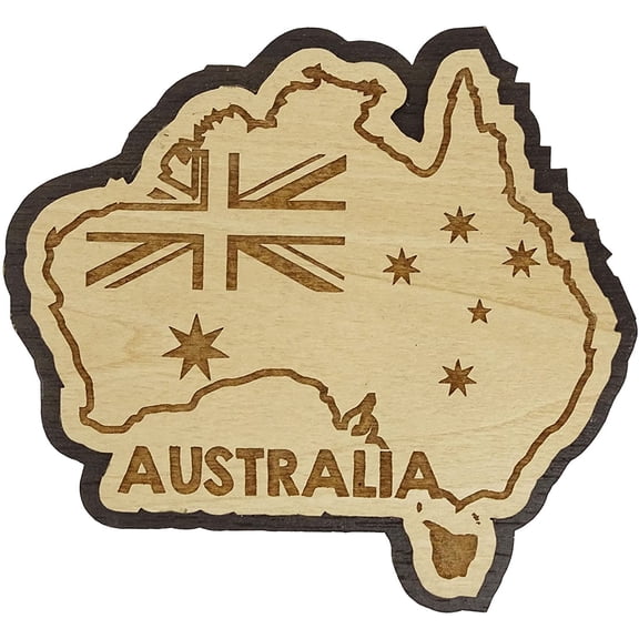 Printtoo Souvenir Australia Map Wooden Fridge Magnet Engraved Gift Collectibles