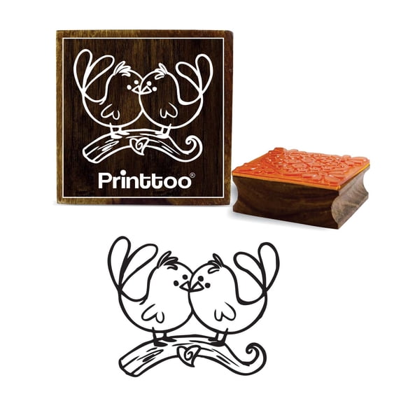 Printtoo Square Bird Pattern Wooden Rubber Stamp Crafting Card Making Stamps-5 x 5 Inches