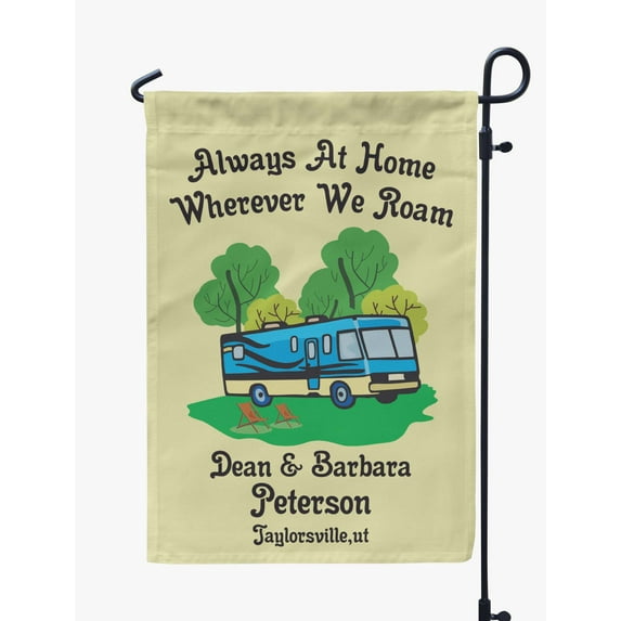 Printtoo Tan Always At Home Wherever We Roam Motorhome CampingFlagCustom Personalized Camping Flags For Campers Double Sided CampsiteFlag