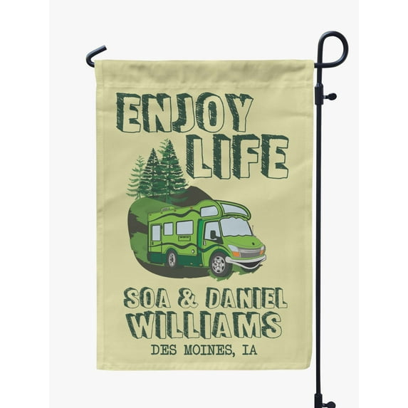 Printtoo Tan Enjoy Life Class C Motorhome Camping Flags For Campers Personalized Double SidedFlag Outdoor Decor Sign CampsiteFlag