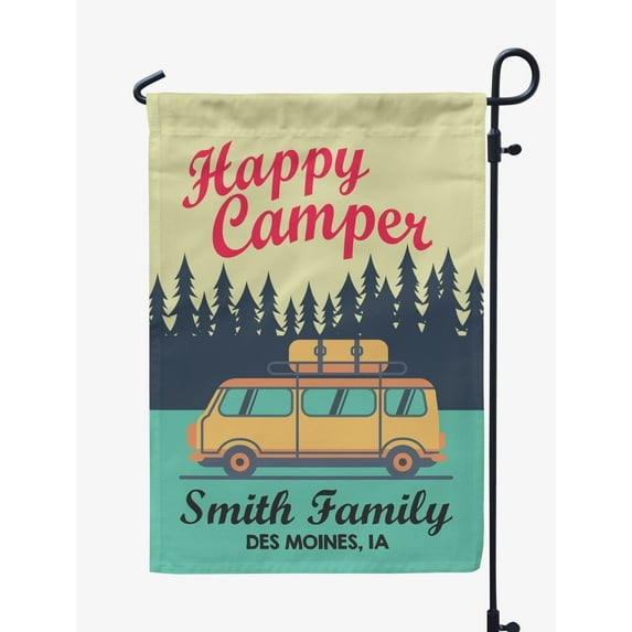 Printtoo Tan Happy Camper Caravans Personalized Camping Flags For Campers Double SidedFlagCampsiteFlagOutdoor Garden Sign