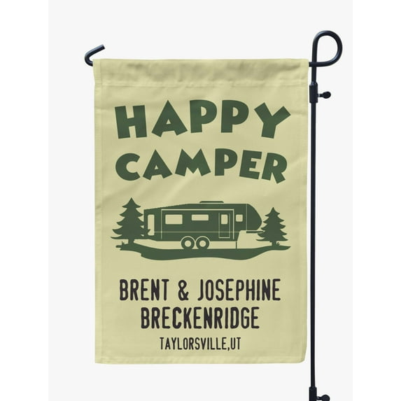 Printtoo Tan Happy Camper Class C Motorhome Camping Flags Personalized Outdoor GardenFlagsCamp Decor Accessory Double SidedFlags12.5x18 Inches